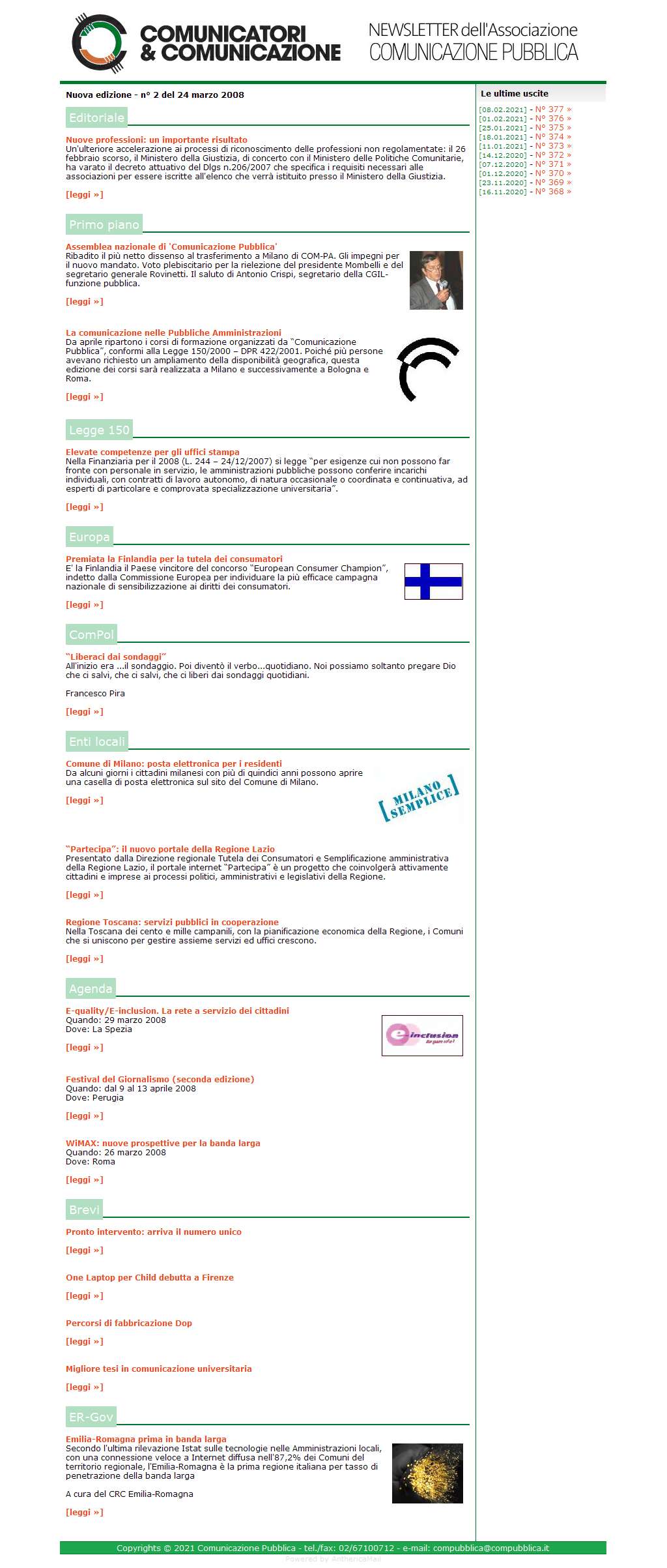 Comunicatori e Comunicazione Newsletter  n� 2 - 24 marzo 2008