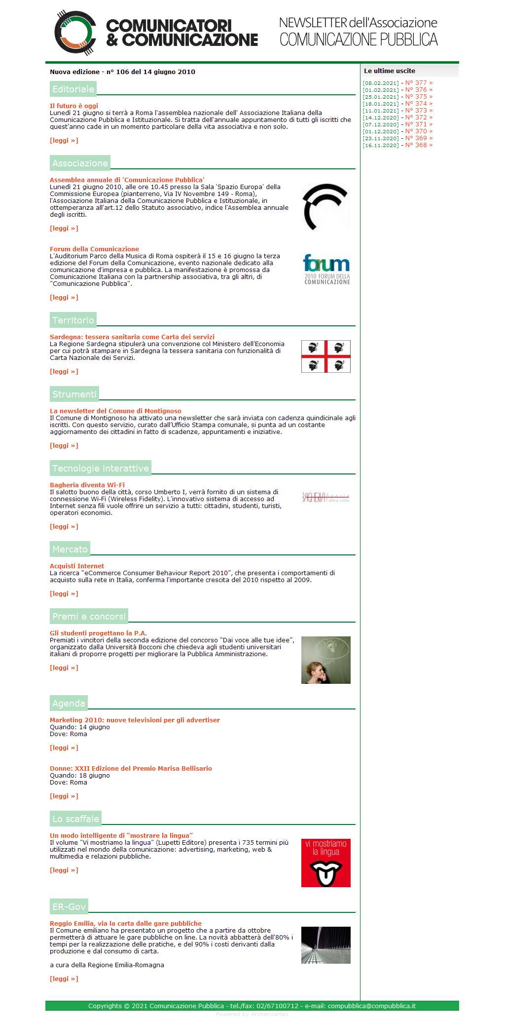 Comunicatori e Comunicazione Newsletter  n� 106 - 14 giugno 2010