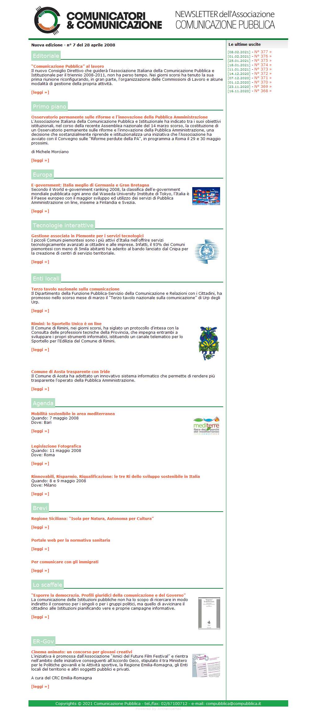 Comunicatori e Comunicazione Newsletter  n� 7 - 28 aprile 2008