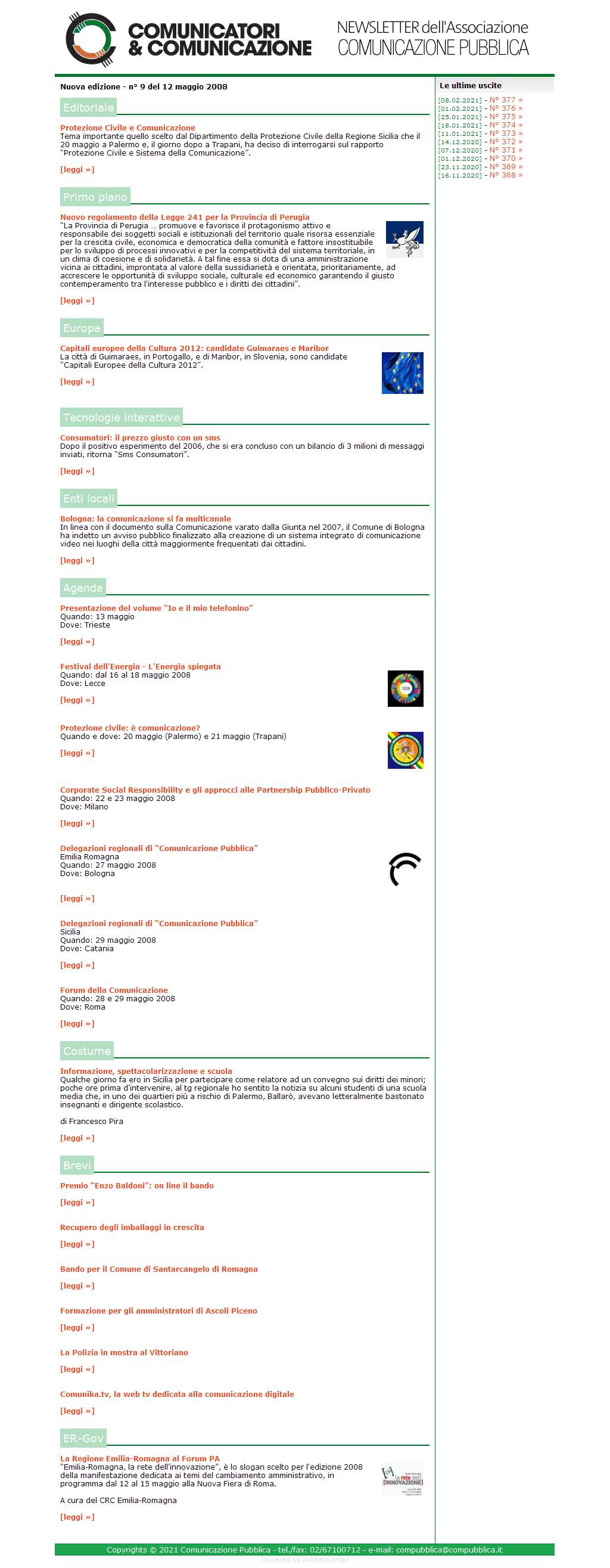 Comunicatori e Comunicazione Newsletter  n� 9 - 12 maggio 2008