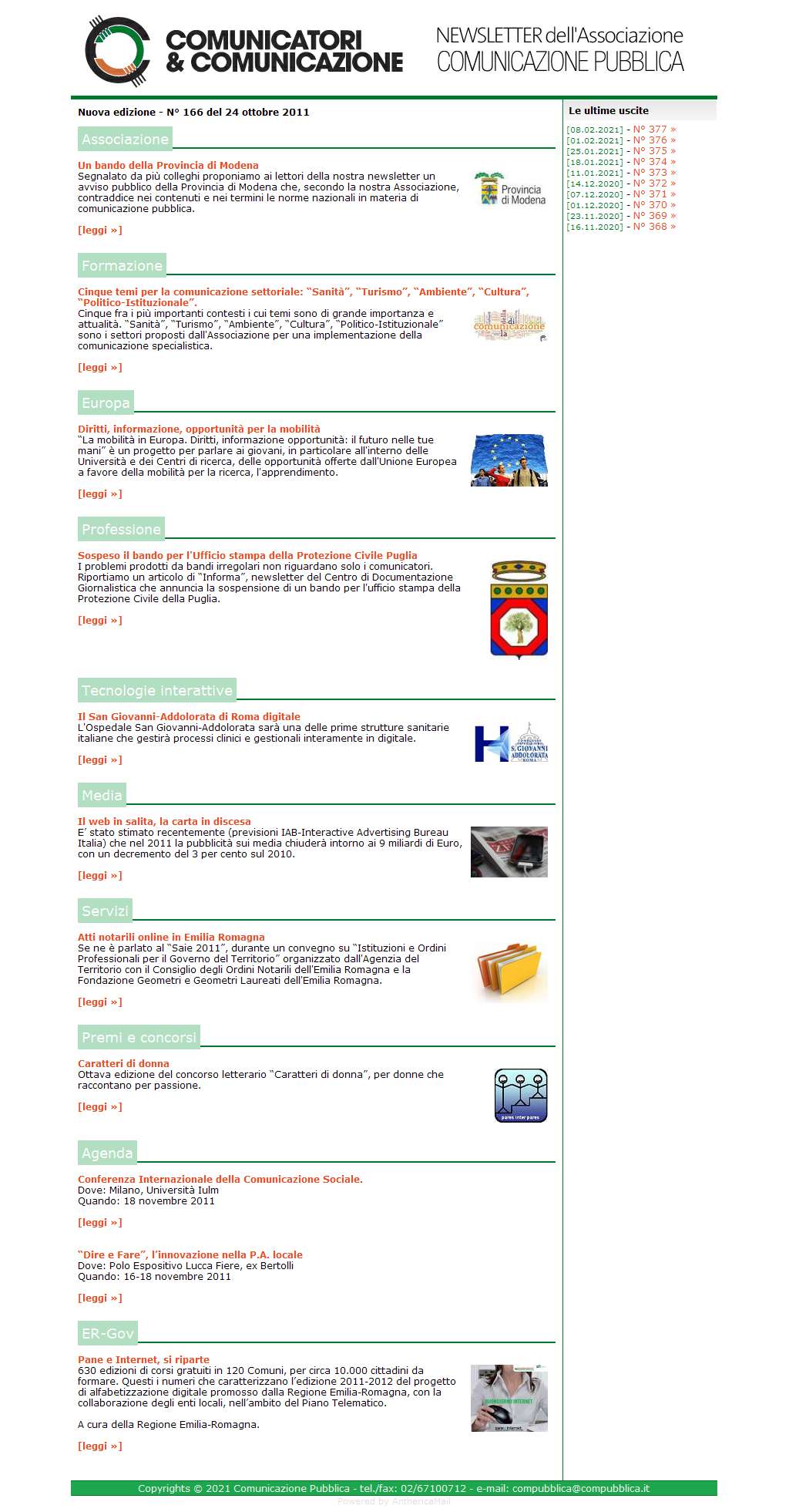 Comunicatori e Comunicazione Newsletter  n� 166  -  24 ottobre 2011