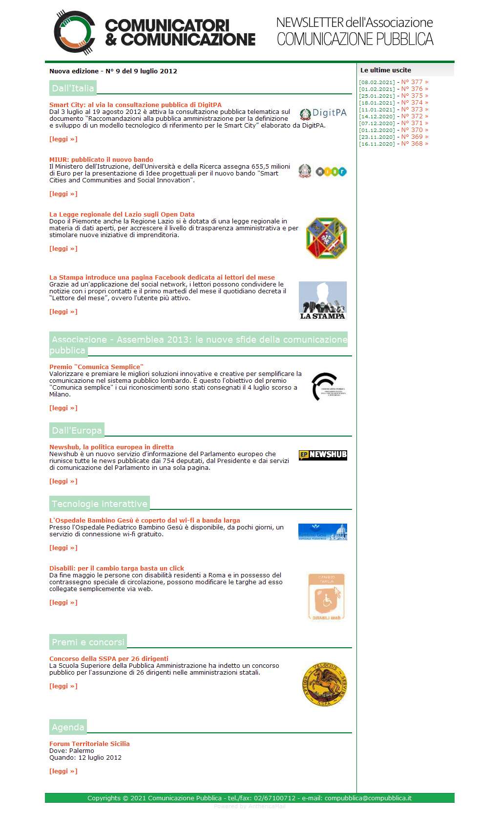 Comunicatori e Comunicazione Nuova Edizione  n� 9 - 9 luglio 2012