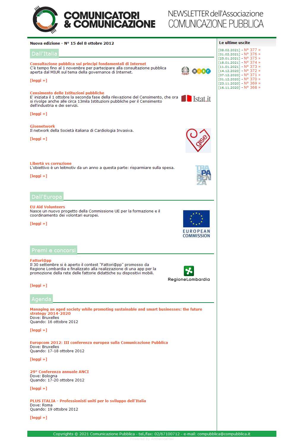 Comunicatori e Comunicazione Nuova Edizione  n� 15 - 8 ottobre 2012