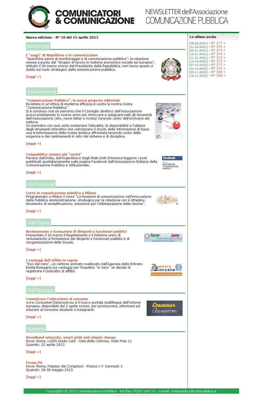 Comunicatori e Comunicazione n� 39 - 15 aprile 2013
