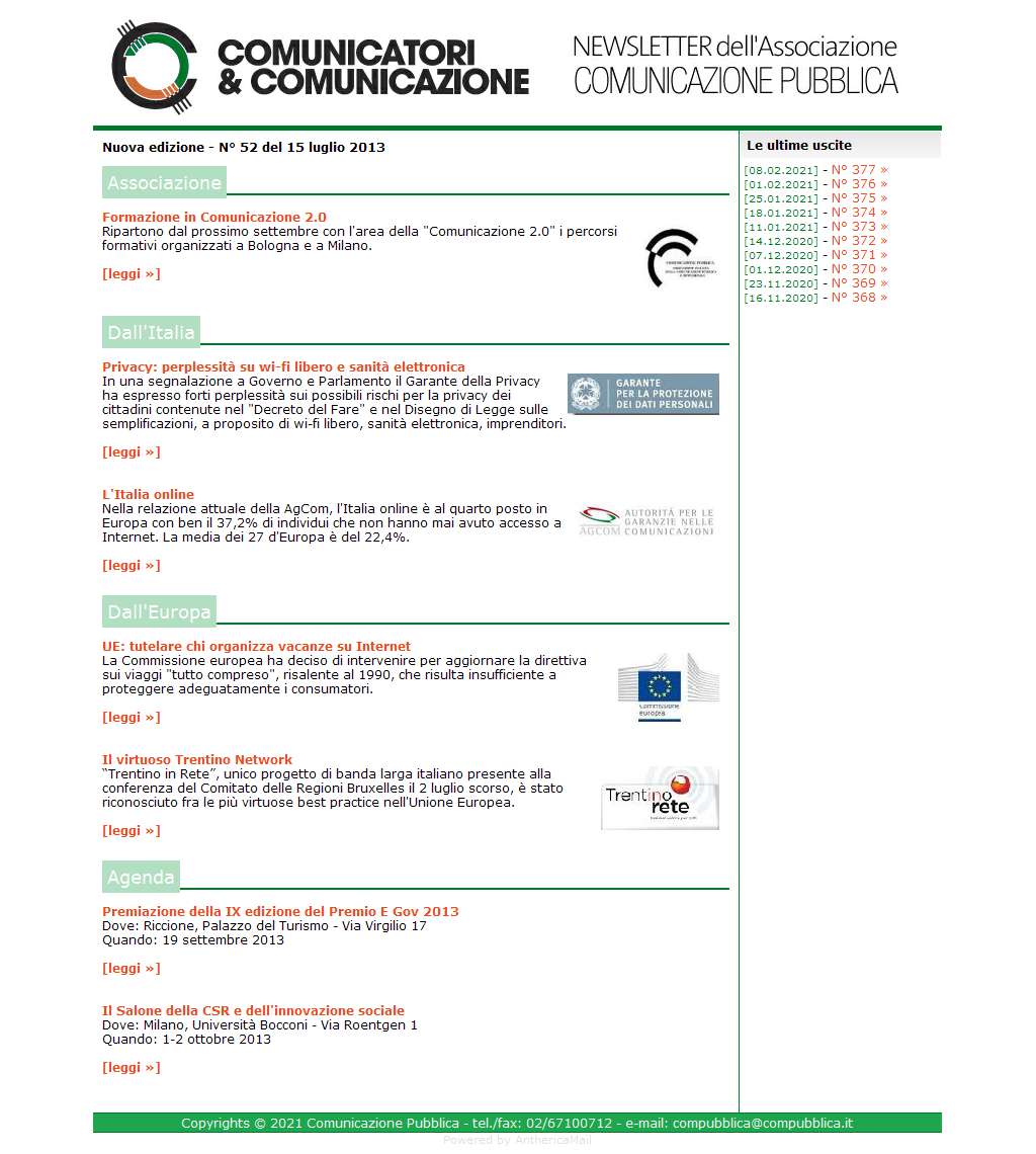 Comunicatori e Comunicazione n� 52 - 15 luglio 2013