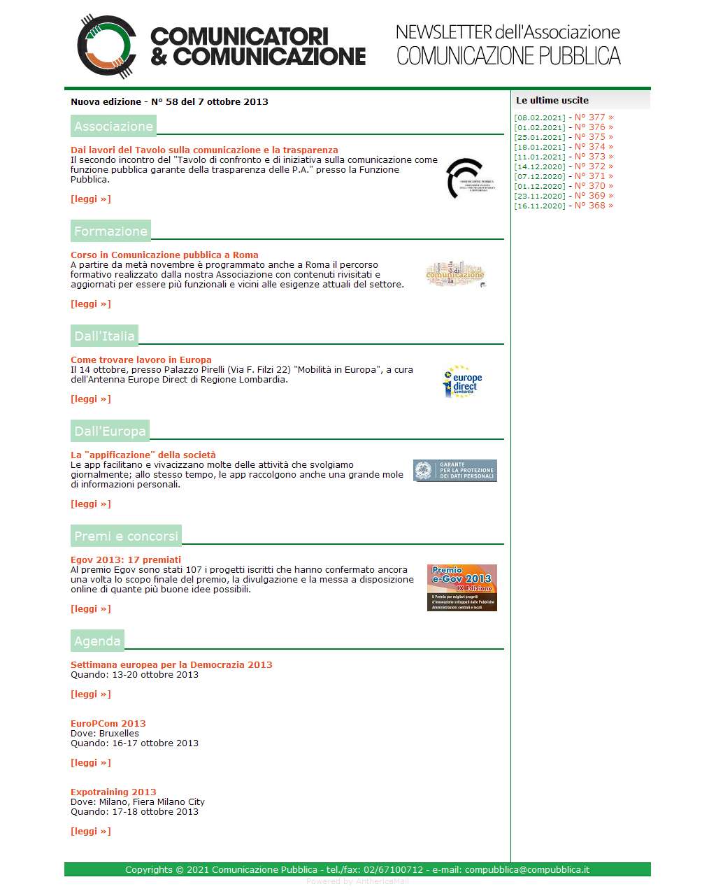 Comunicatori e Comunicazione n� 58 - 7 ottobre 2013