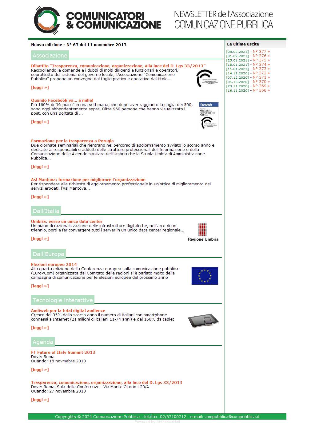 Comunicatori e Comunicazione n� 63 - 11 novembre 2013