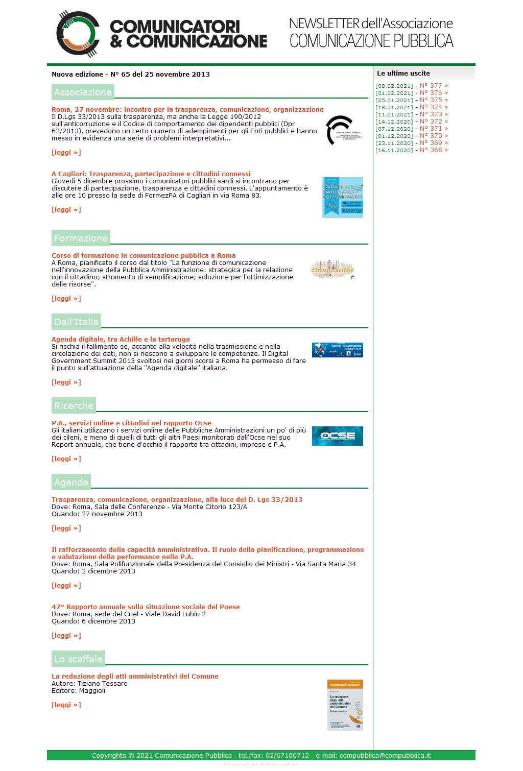 Comunicatori e Comunicazione n� 65 - 25 novembre 2013