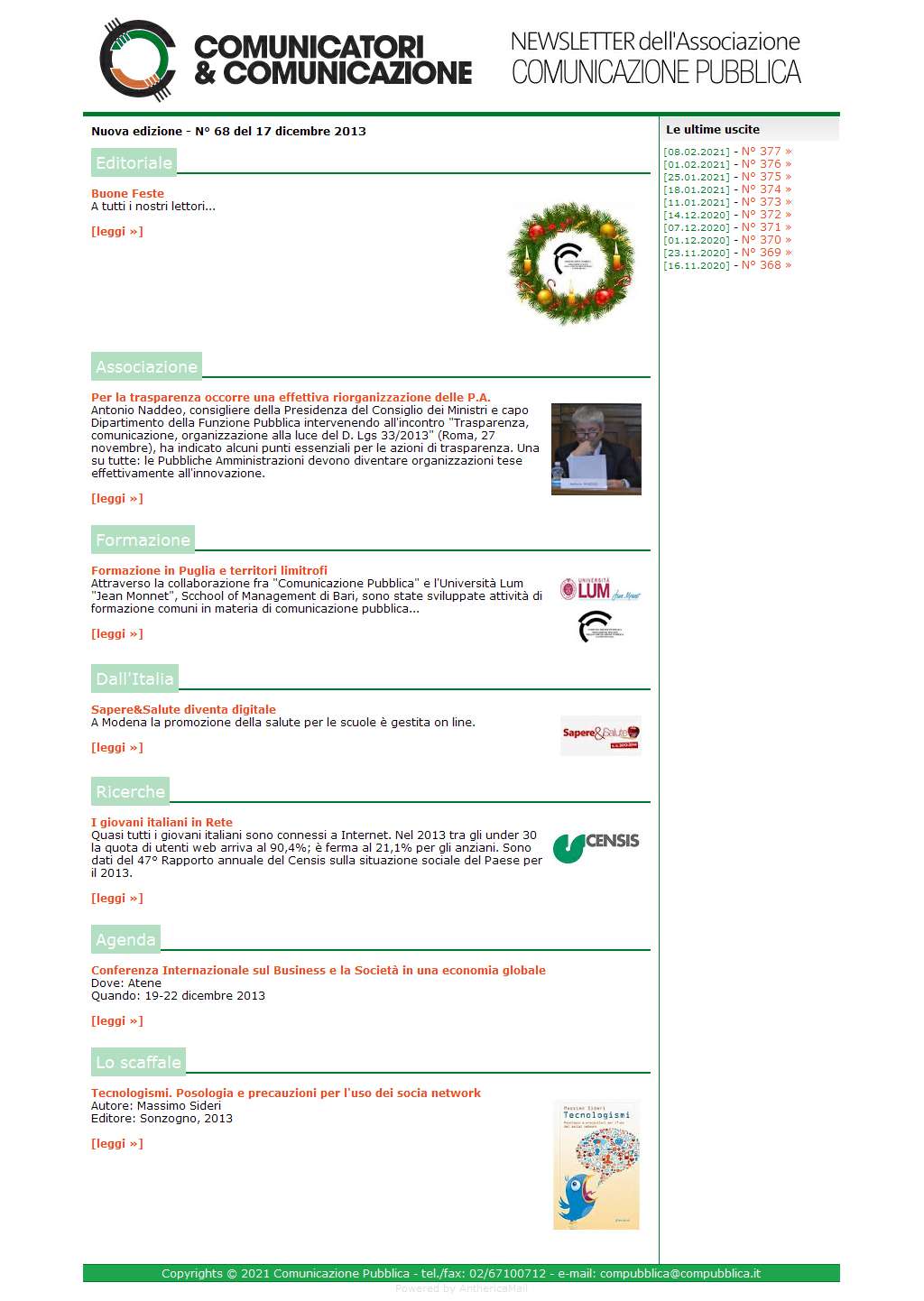 Comunicatori e Comunicazione n� 68 - 16 dicembre 2013