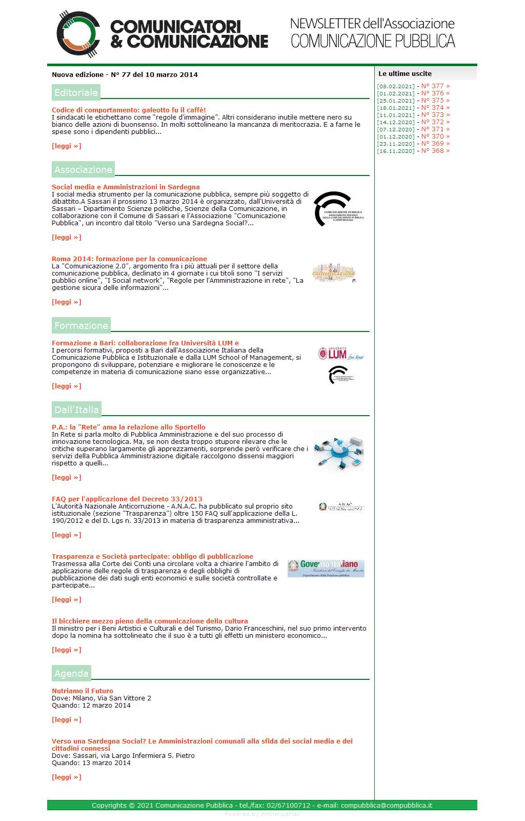 Comunicatori e Comunicazione n� 77 - 10 marzo 2014