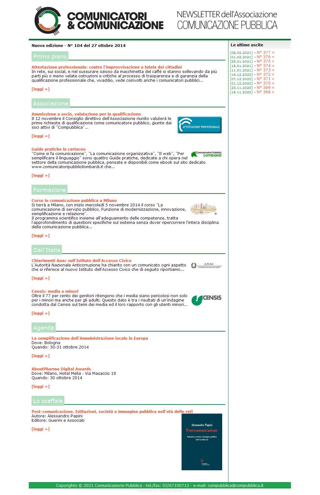 Comunicatori e Comunicazione n� 104 - 27 ottobre 2014