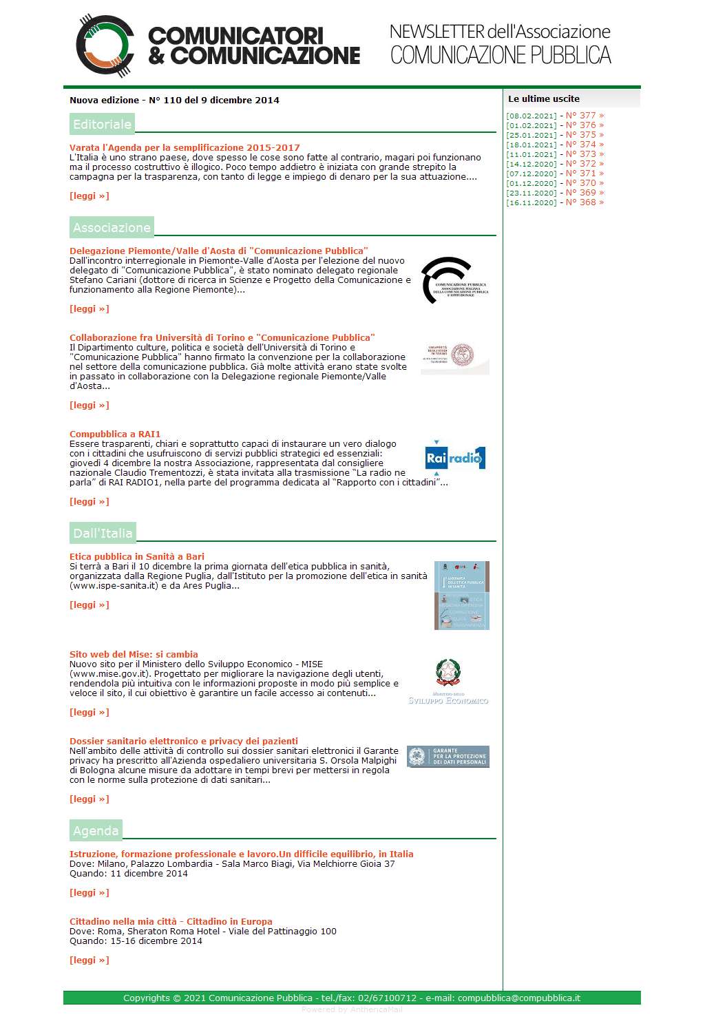 Comunicatori e Comunicazione n� 110 - 8 dicembre 2014
