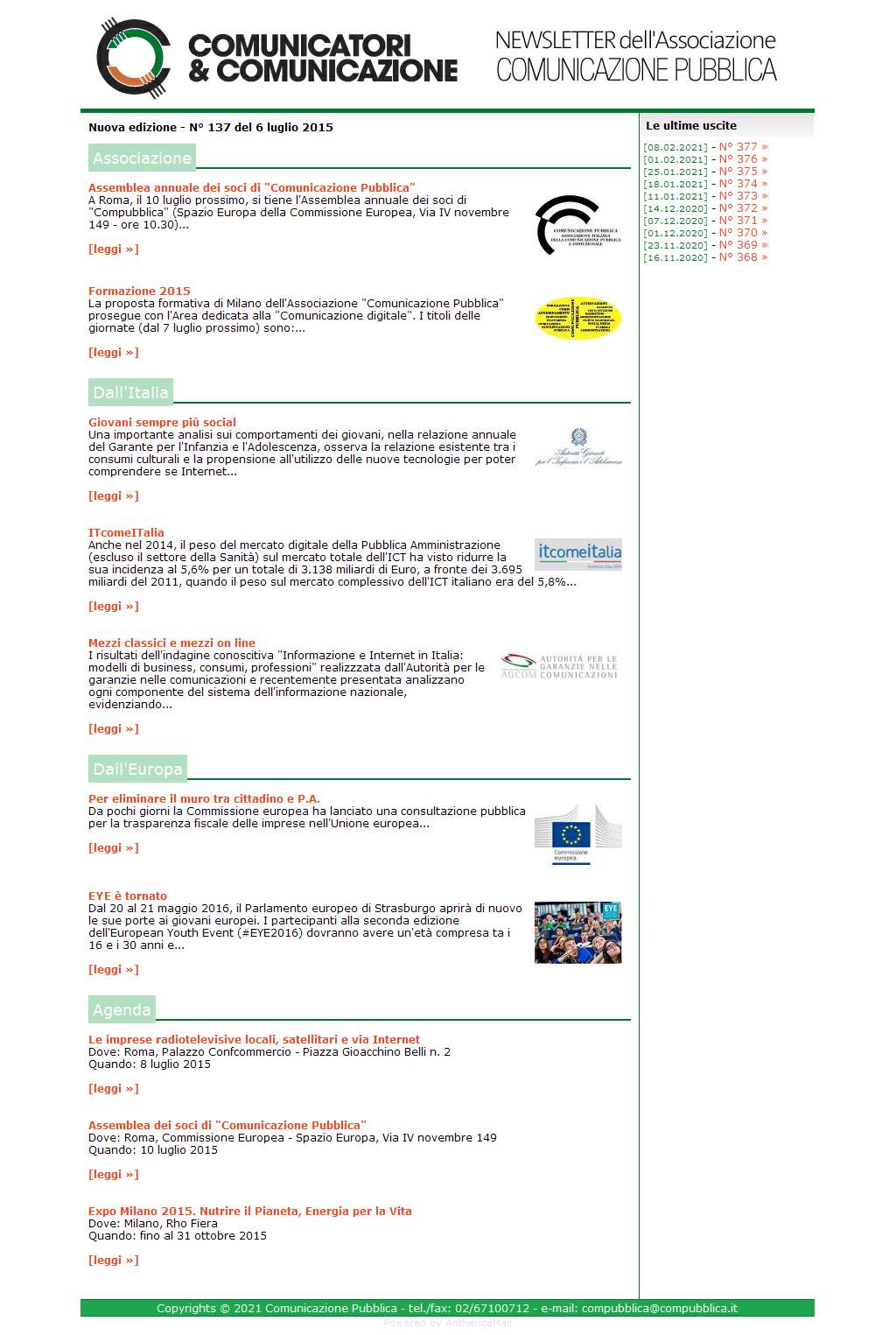 Comunicatori e Comunicazione n� 137 - 6 luglio 2015