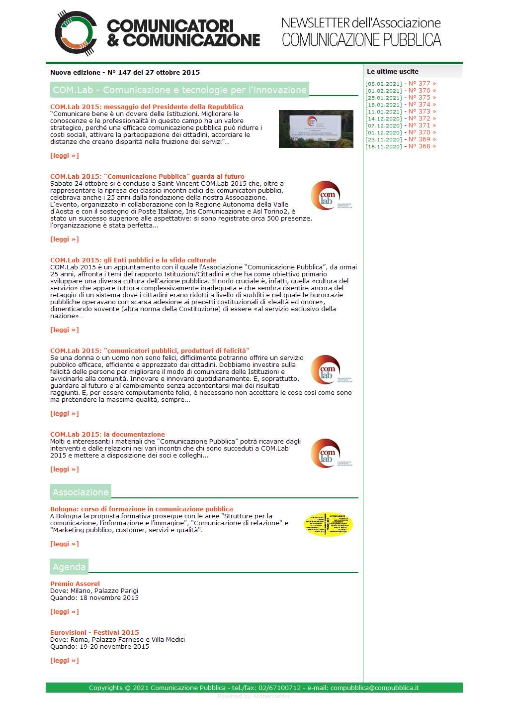 Comunicatori e Comunicazione n� 147 - 26 ottobre 2015
