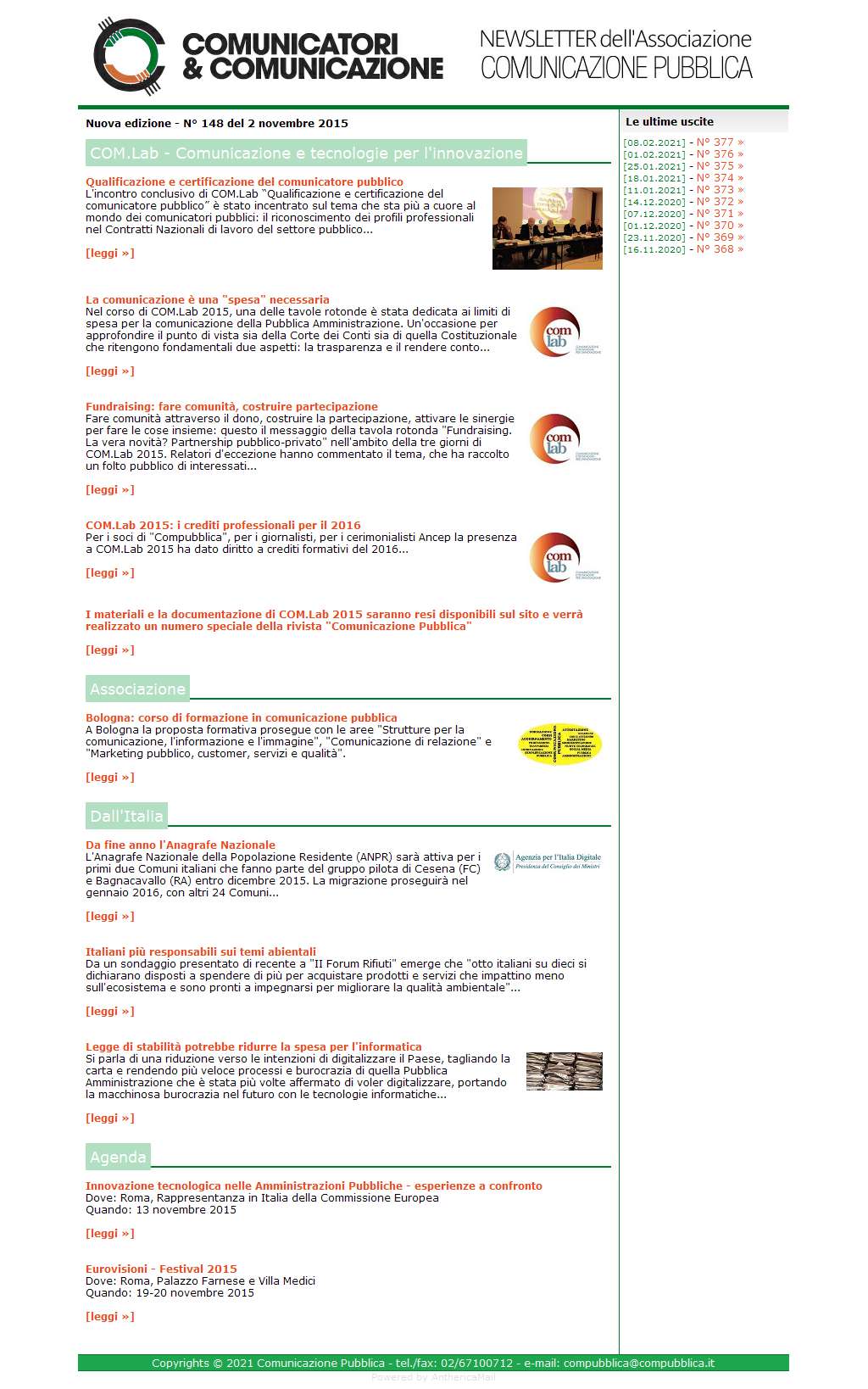 Comunicatori e Comunicazione n� 148 - 2 novembre 2015