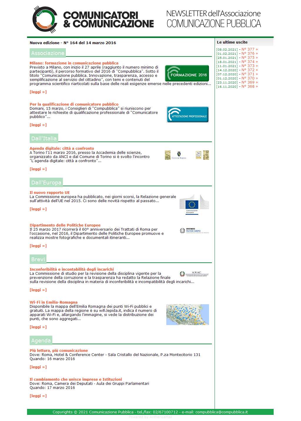 Comunicatori e Comunicazione n� 164 - 14 marzo 2016