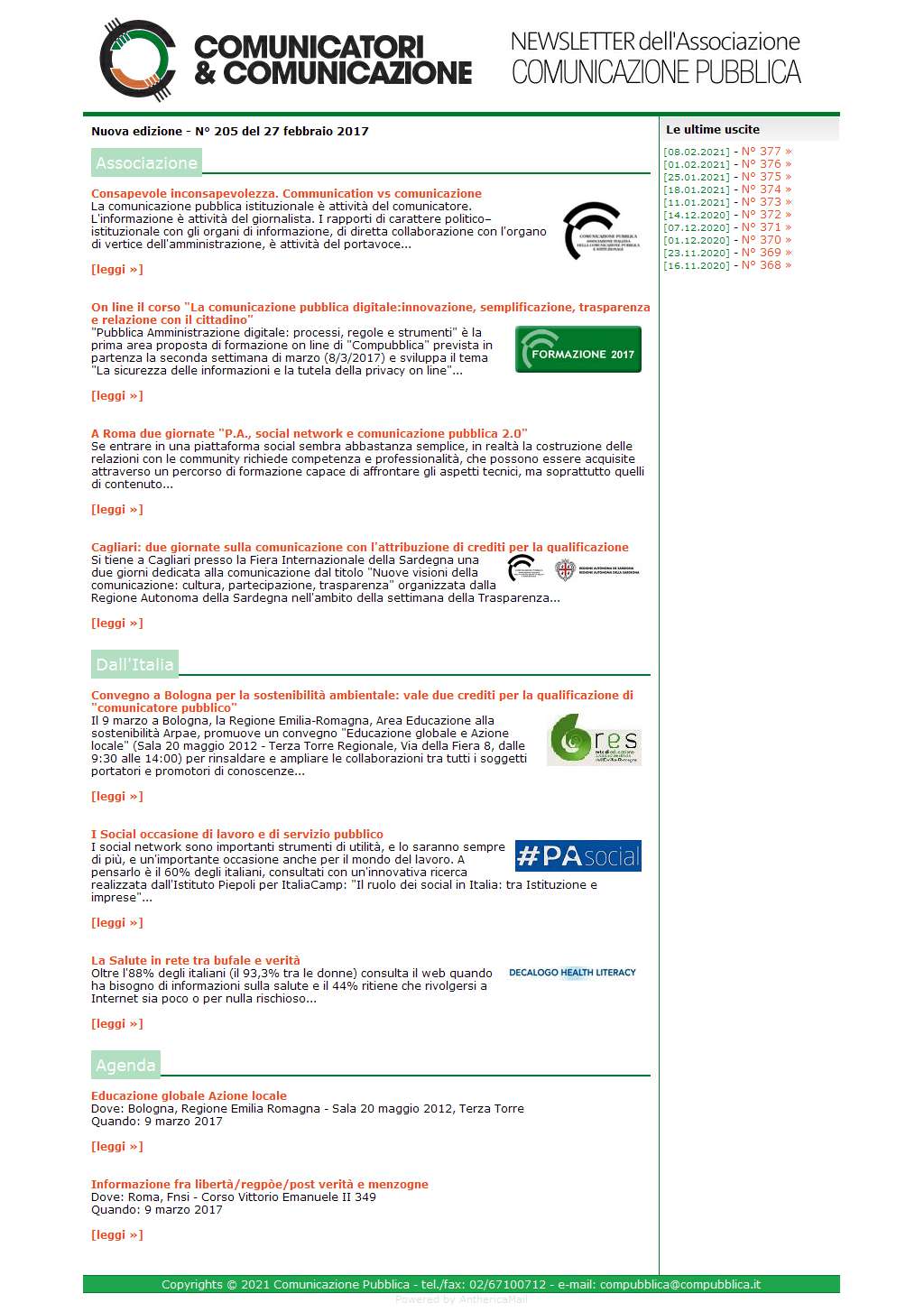 Comunicatori e Comunicazione n� 205 - 27 febbraio 2017
