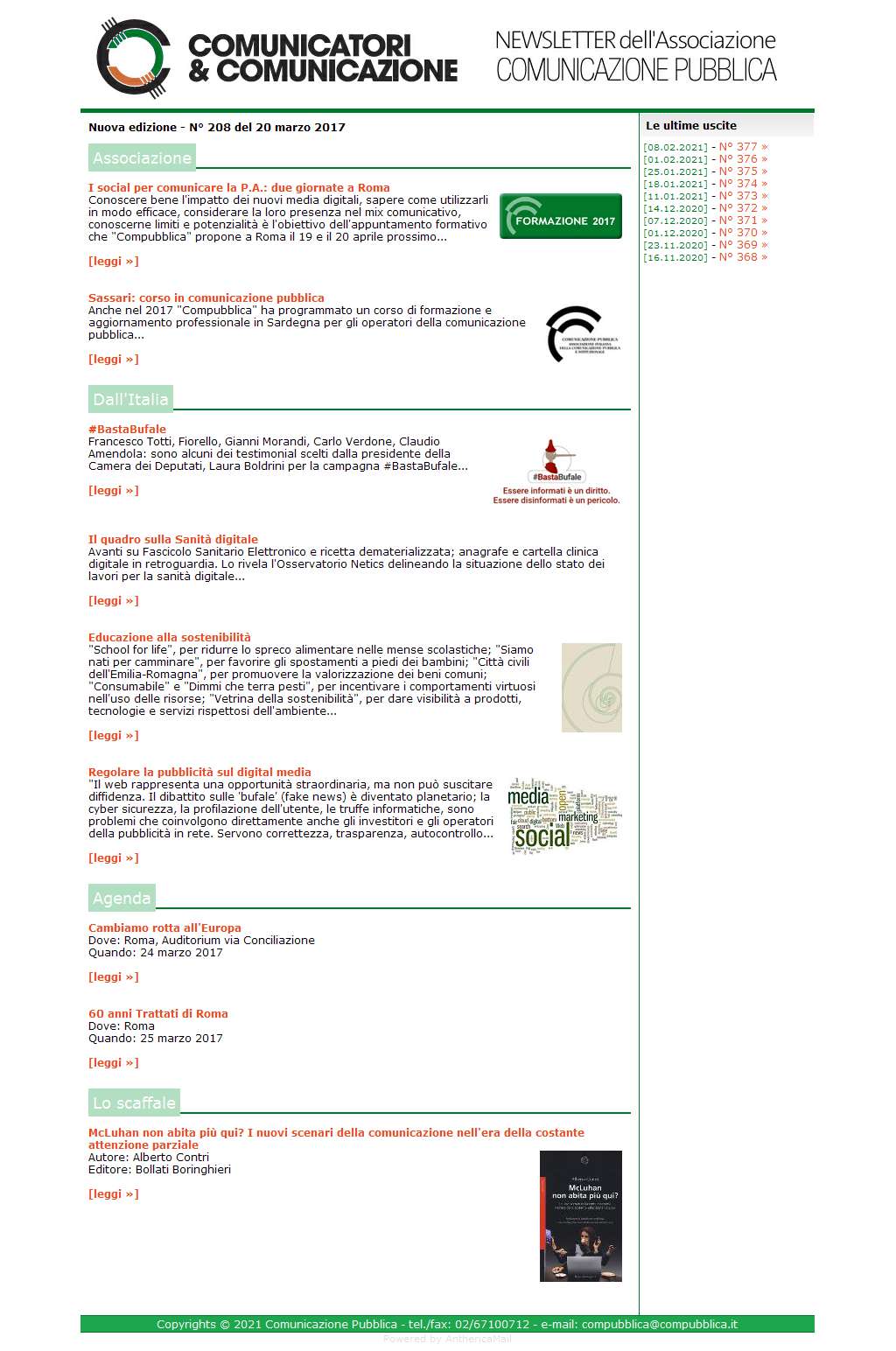 Comunicatori e Comunicazione n� 208 - 20 marzo 2017