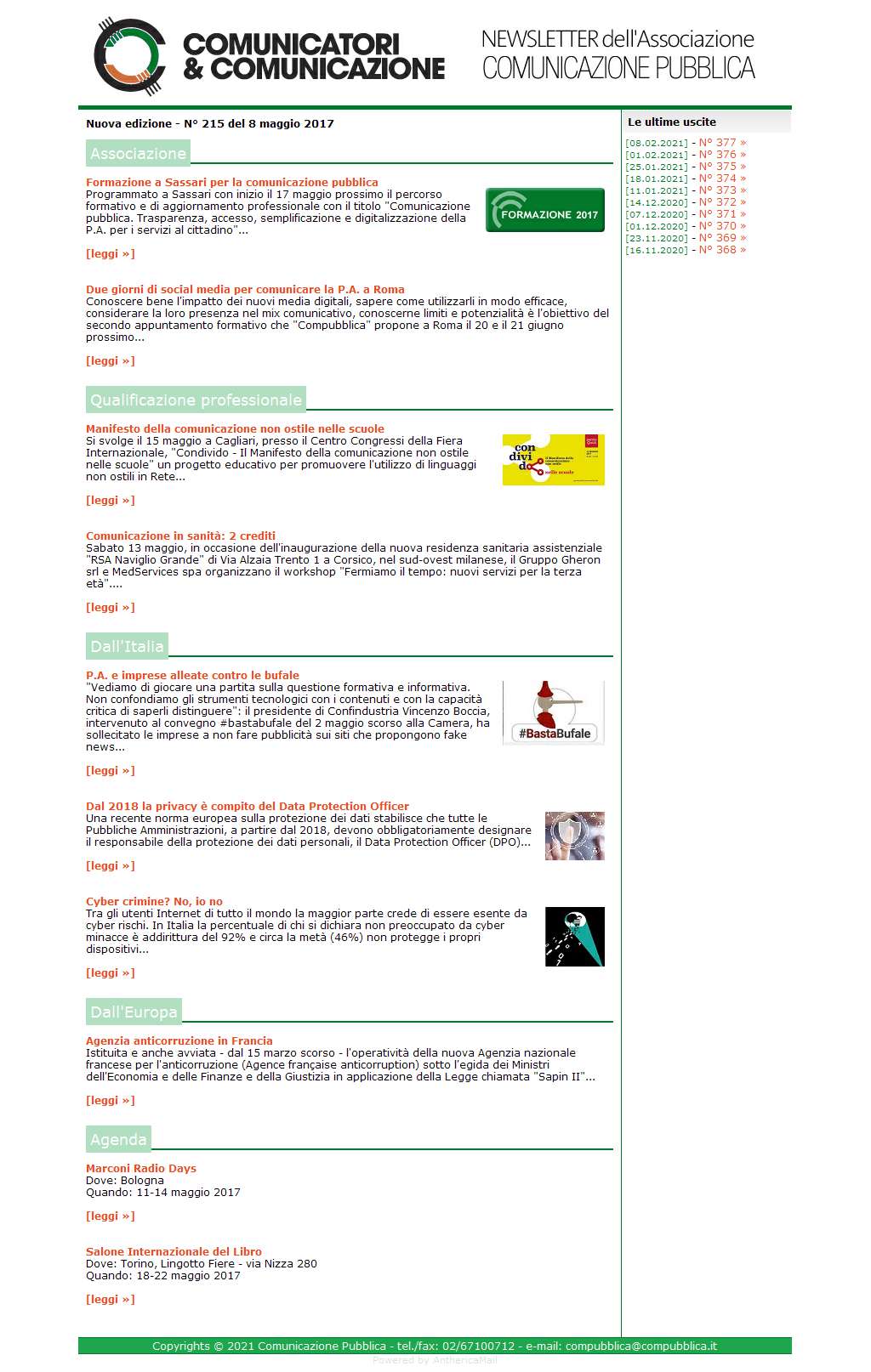 Comunicatori e Comunicazione n� 215 - 7 maggio 2017