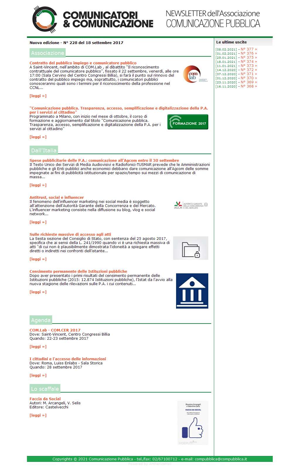 Comunicatori e Comunicazione n� 228 - 18 settembre 2017