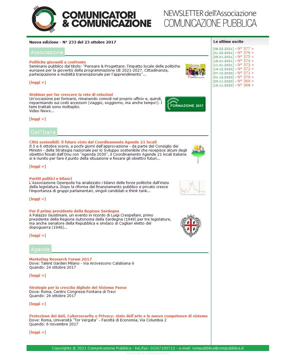 Comunicatori e Comunicazione n� 233 - 23 ottobre 2017