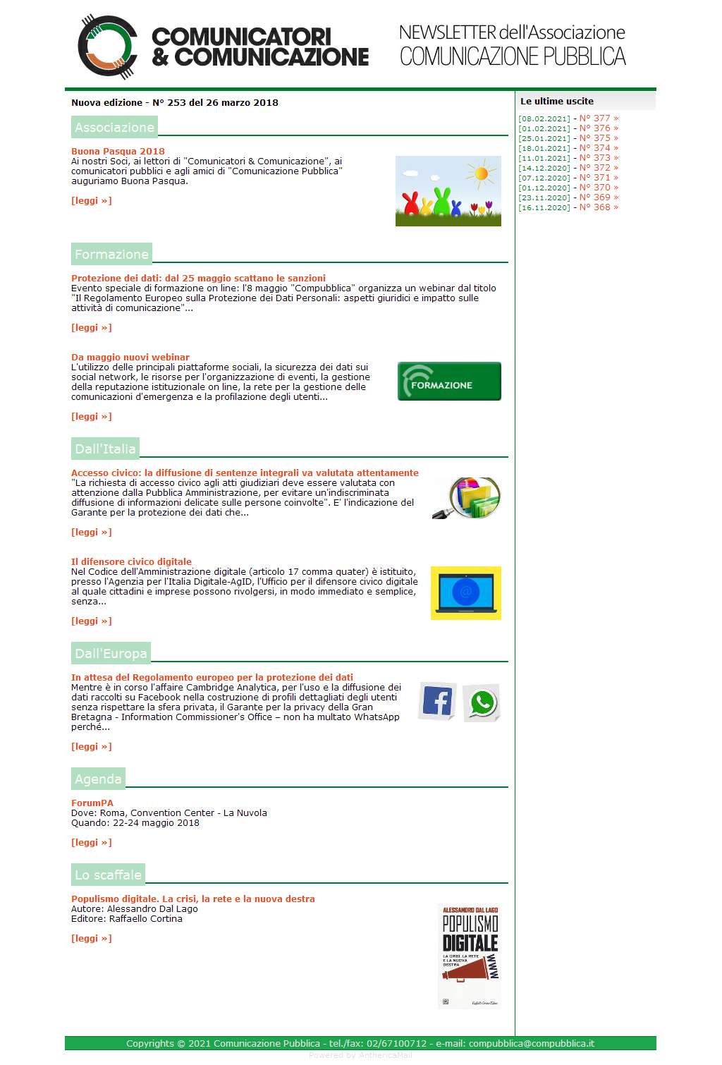 Comunicatori e Comunicazione n� 253 - 26 marzo 2018