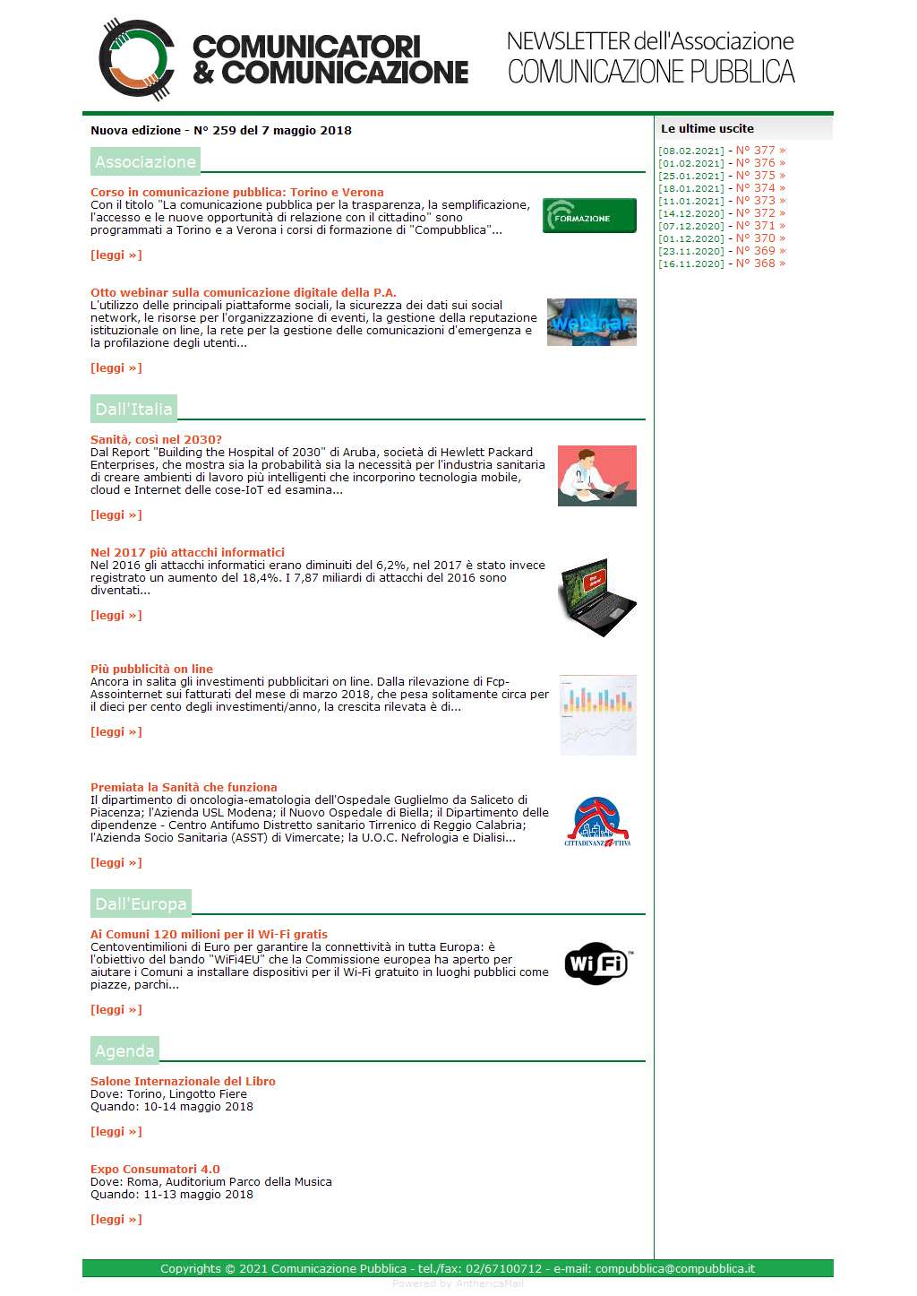 Comunicatori e Comunicazione n� 259 - 7 maggio 2018