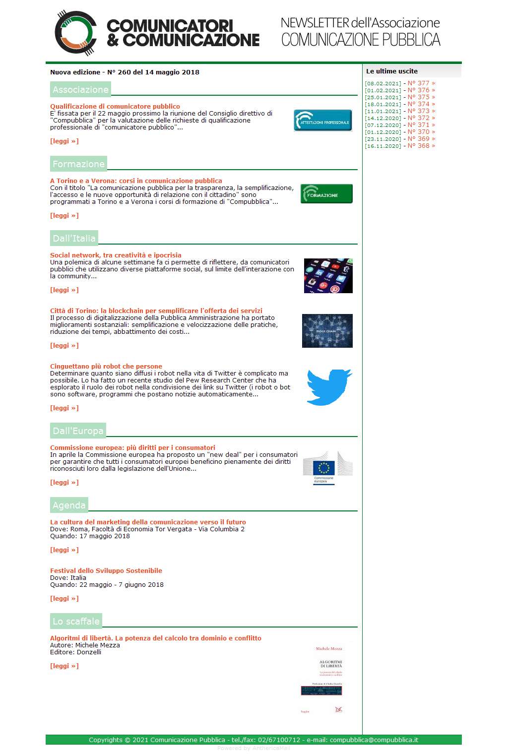 Comunicatori e Comunicazione n� 260 - 14 maggio 2018