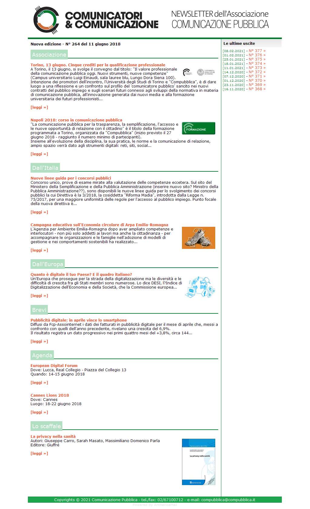 Comunicatori e Comunicazione n� 264 - 11 giugno 2018