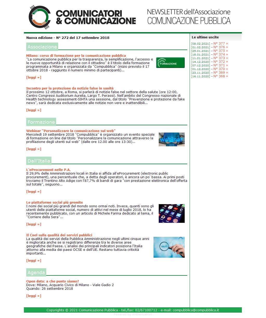 Comunicatori e Comunicazione n� 272 - 17 settembre 2018
