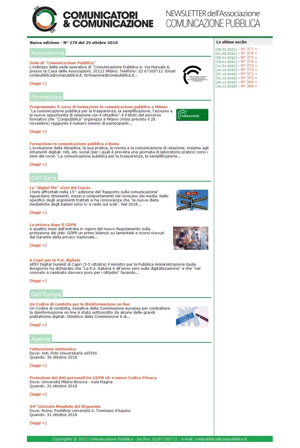 Comunicatori e Comunicazione n� 278 - 29 ottobre 2018