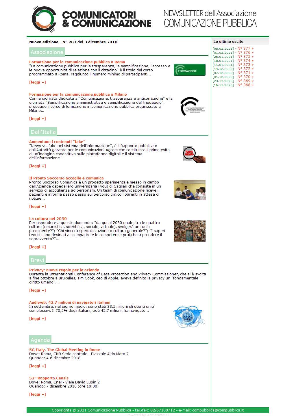 Comunicatori e Comunicazione n� 283 - 3 dicembre 2018