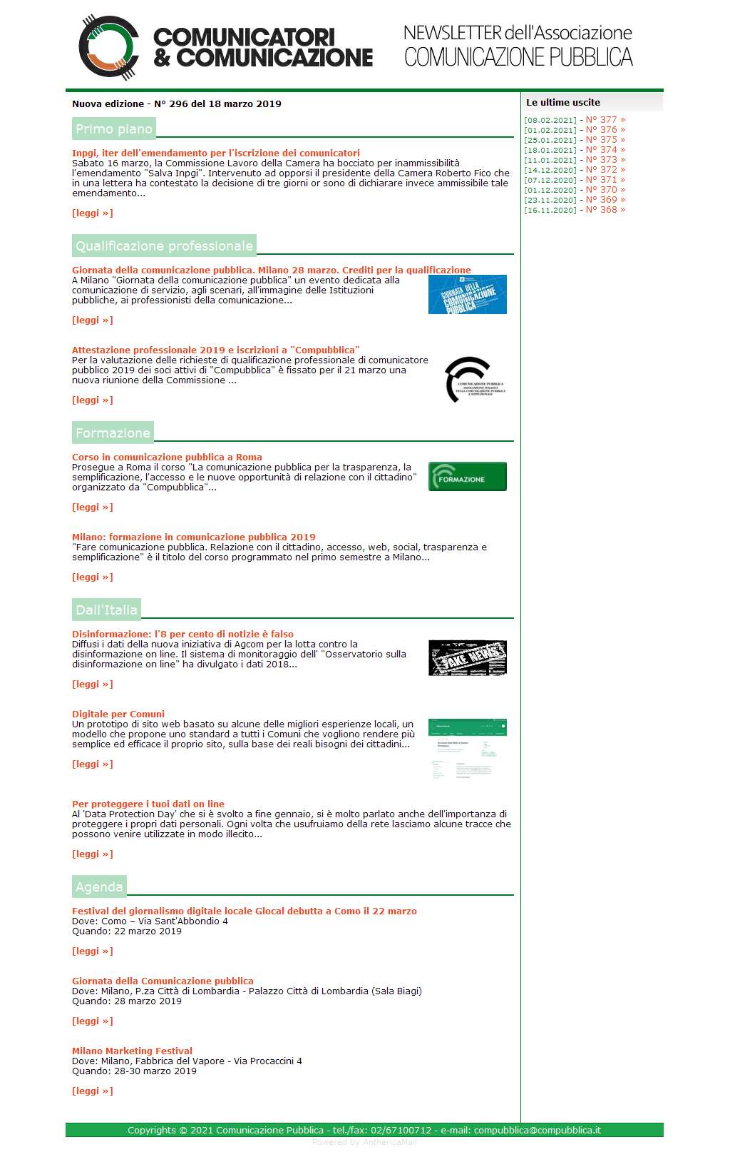 Comunicatori e Comunicazione n� 296 - 18 marzo 2019