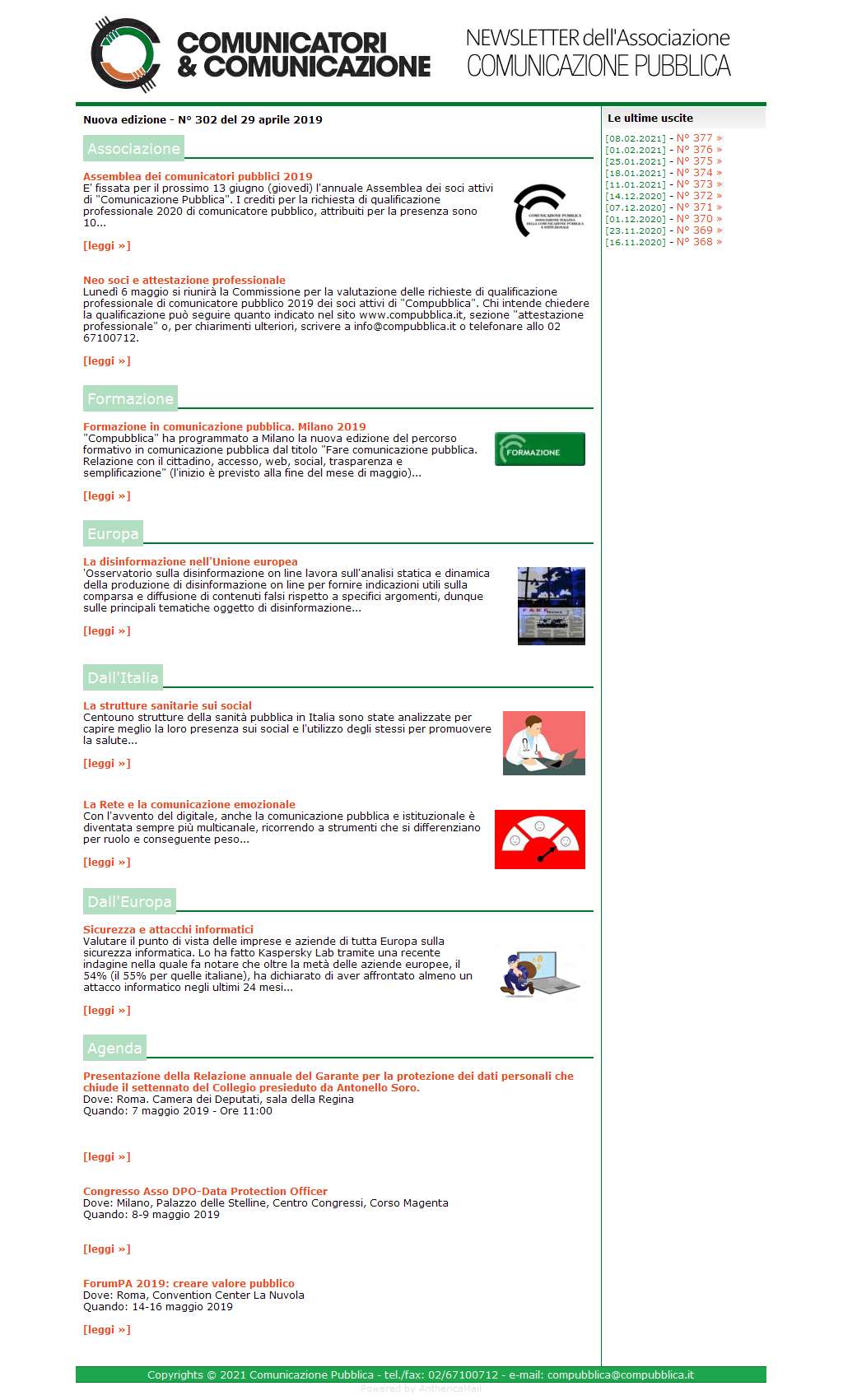 Comunicatori e Comunicazione n� 302 - 29 aprile 2019