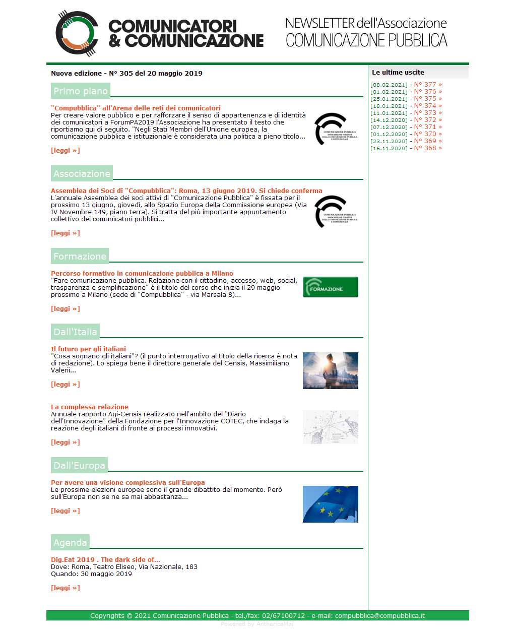 Comunicatori e Comunicazione n� 305 - 20 maggio 2019