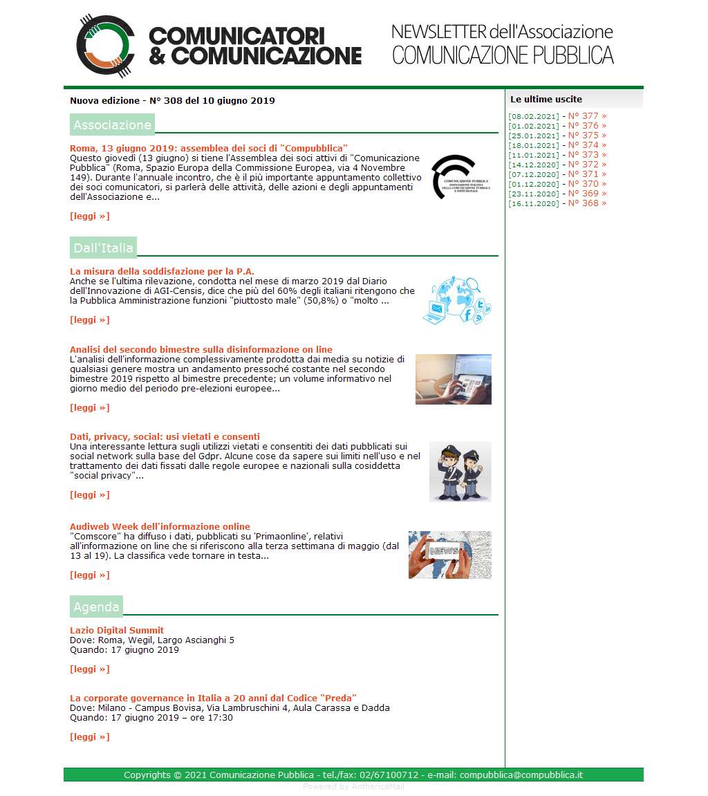 Comunicatori e Comunicazione n� 308 - 10 giugno 2019