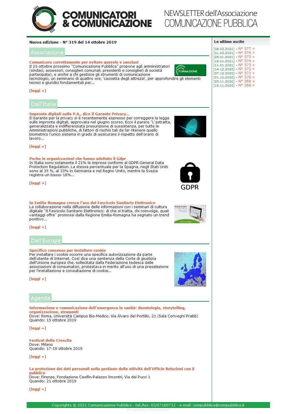 Comunicatori e Comunicazione n� 319 - 14 ottobre 2019