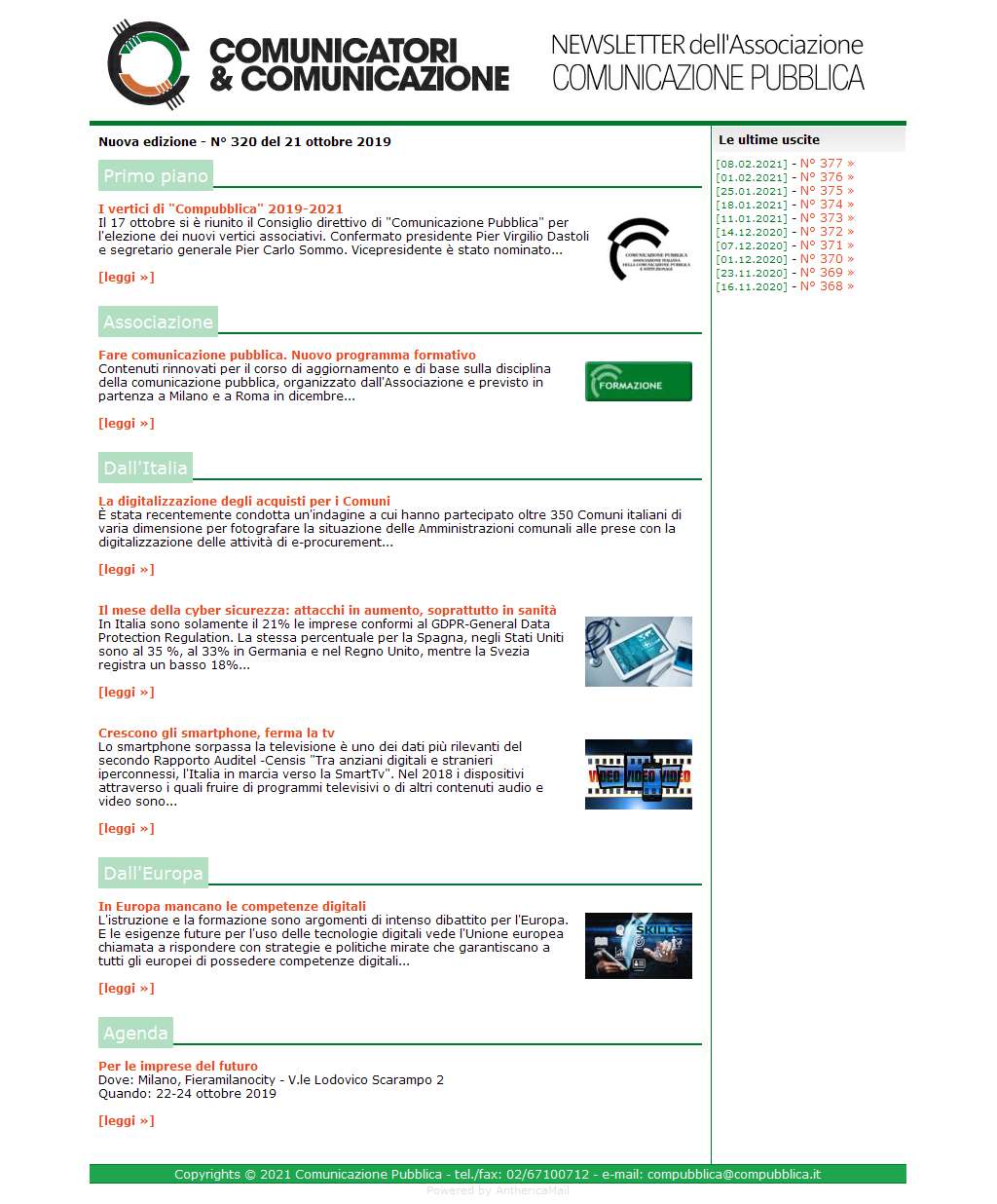 Comunicatori e Comunicazione n� 320 - 21 ottobre 2019