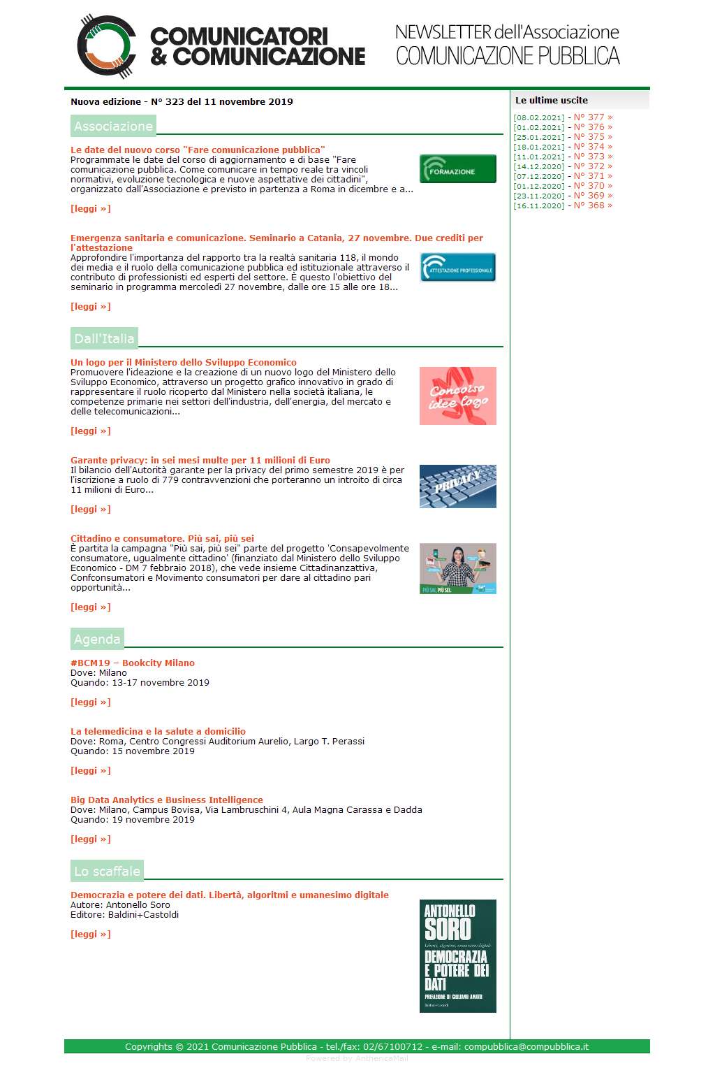 Comunicatori e Comunicazione n� 323 - 11 novembre 2019