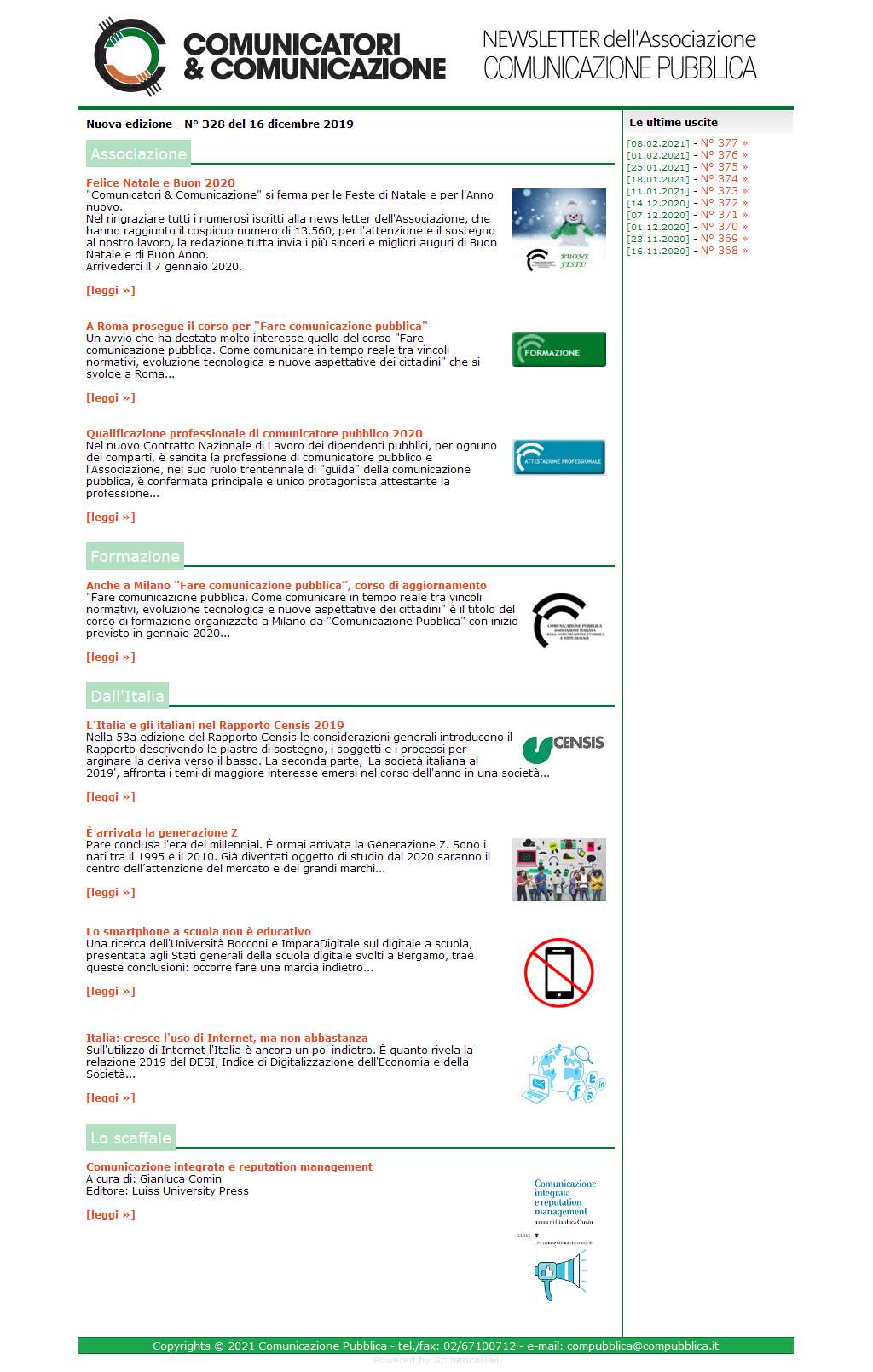 Comunicatori e Comunicazione n� 328 - 16 dicembre 2019