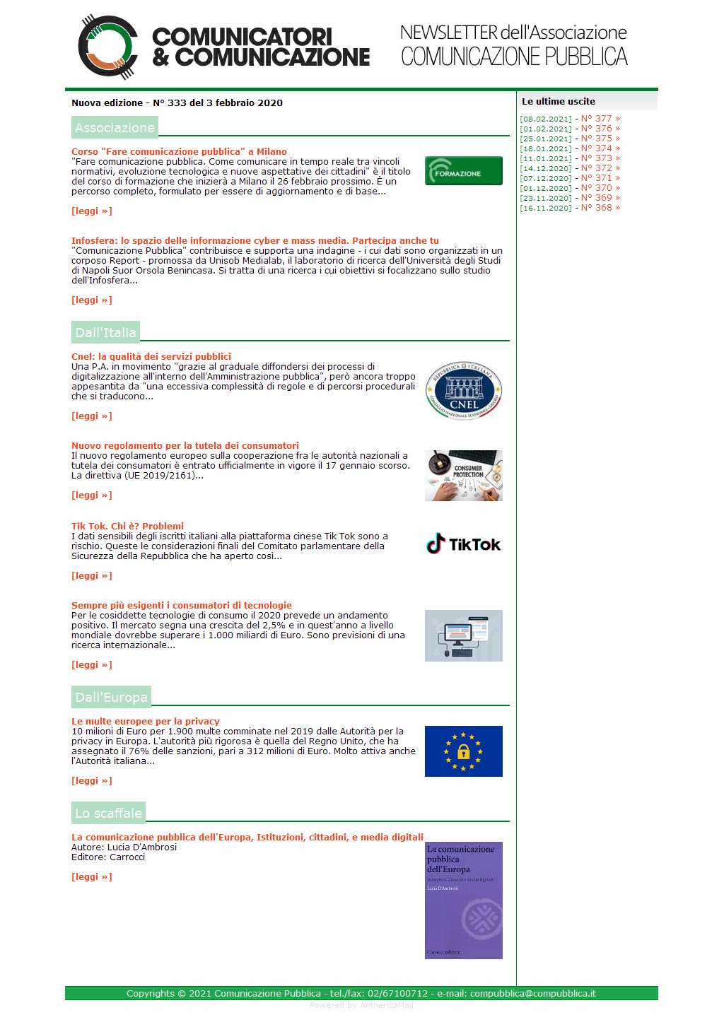 Comunicatori e Comunicazione n� 333 - 3 febbraio 2020