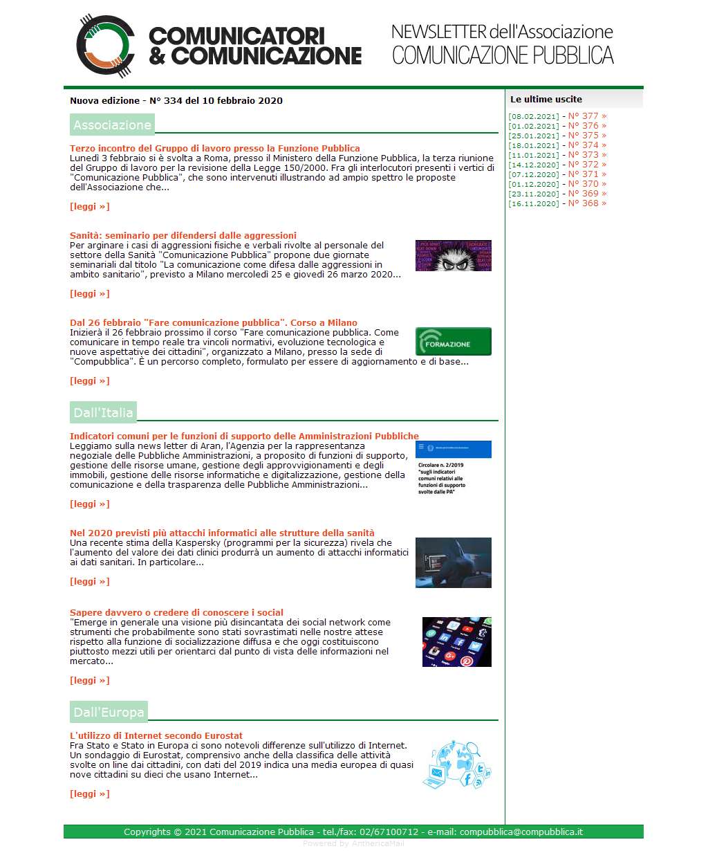 Comunicatori e Comunicazione n� 334 - 10 febbraio 2020