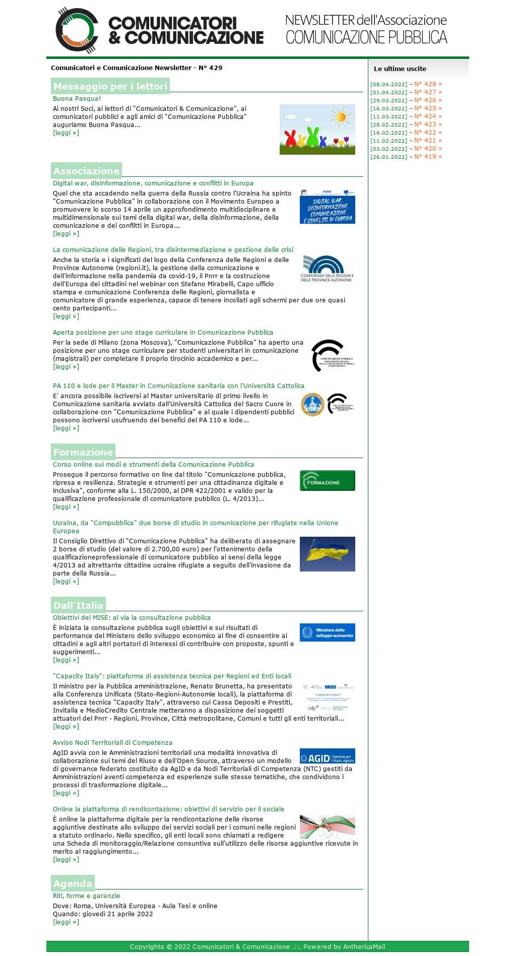 Comunicatori e Comunicazione n� 343 - 14 aprile 2020