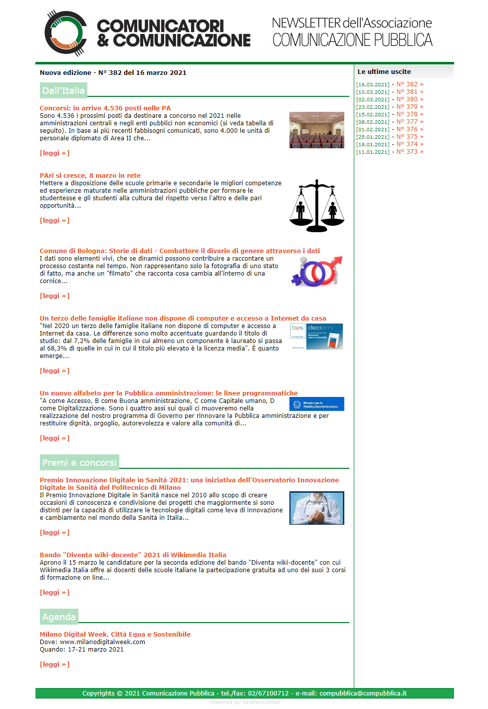Comunicatori e Comunicazione n� 382 - 15 marzo 2021