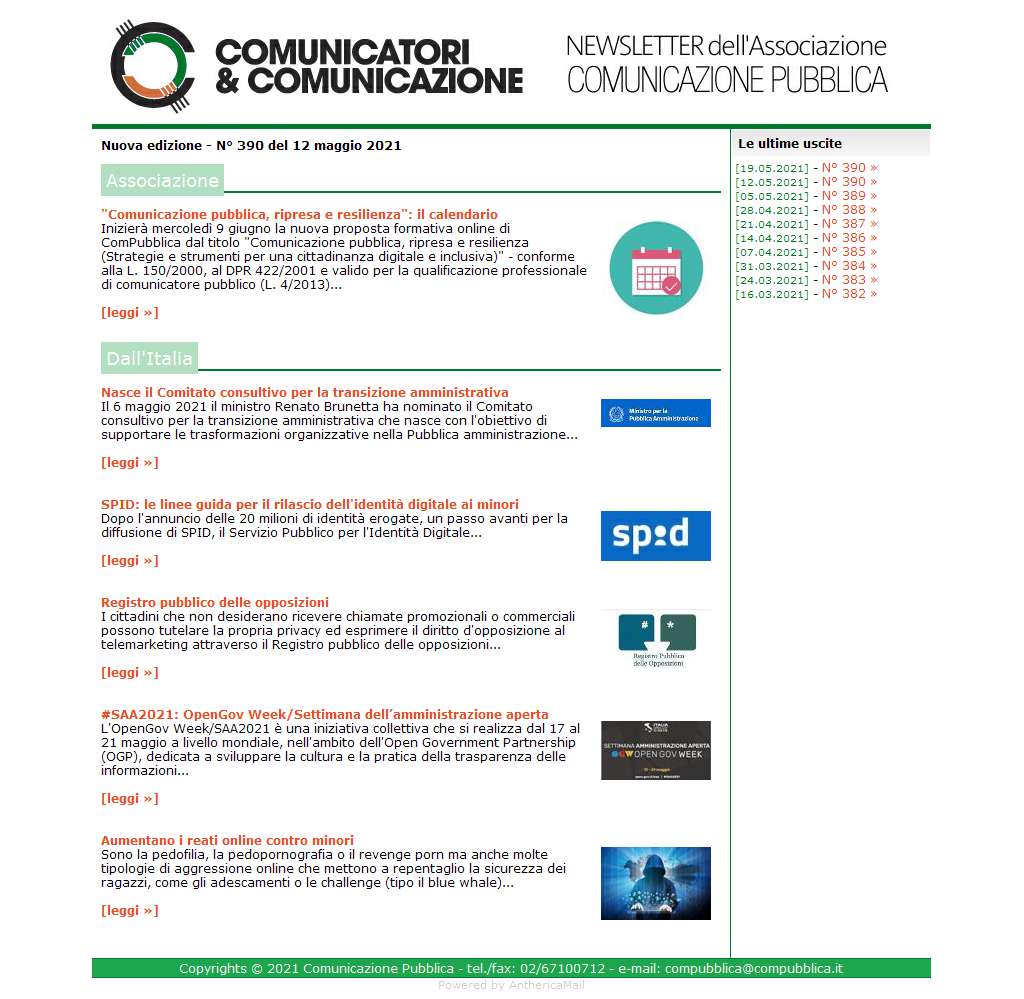 Comunicatori e Comunicazione n� 390 - 12 maggio 2021