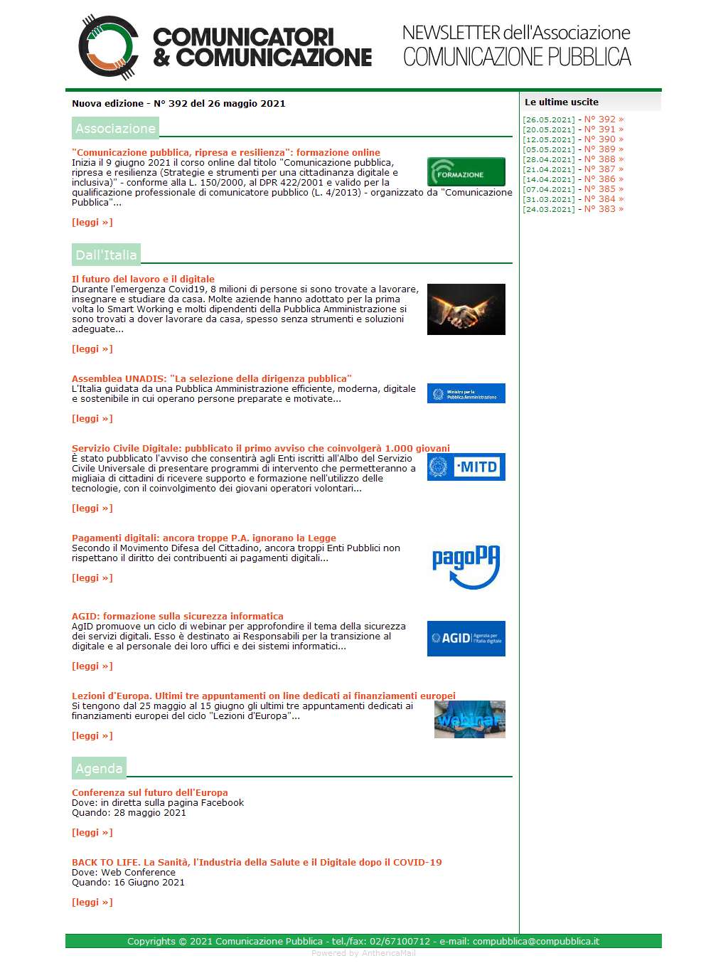 Comunicatori e Comunicazione n� 392 - 26 maggio 2021