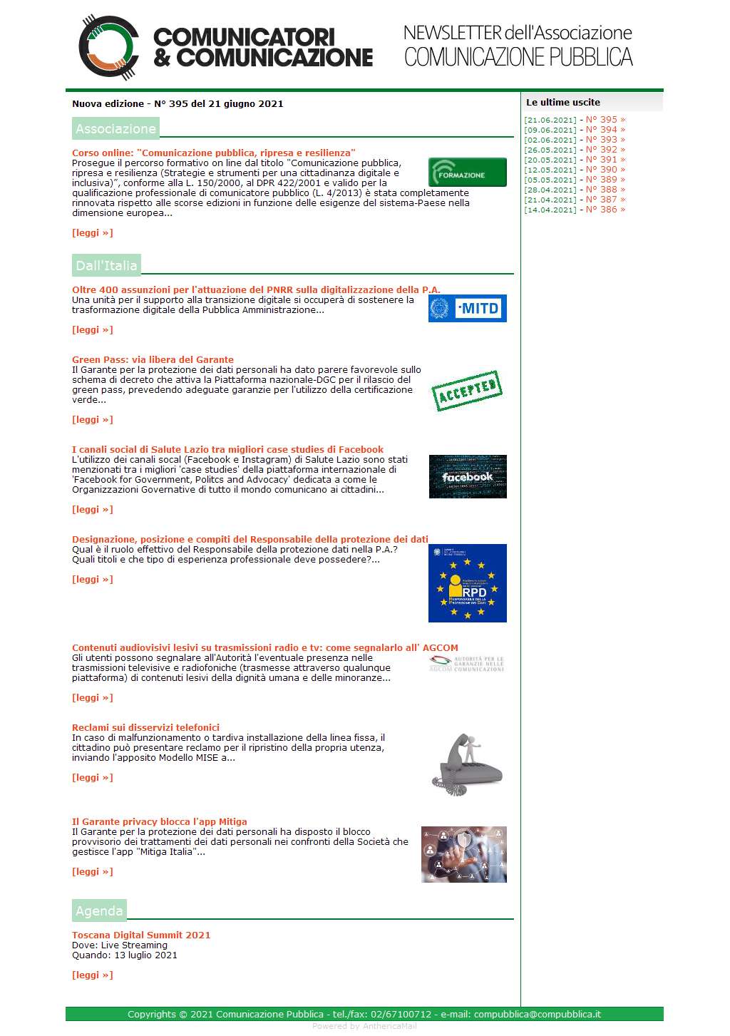 Comunicatori e Comunicazione n� 395 - 16 giugno 2021