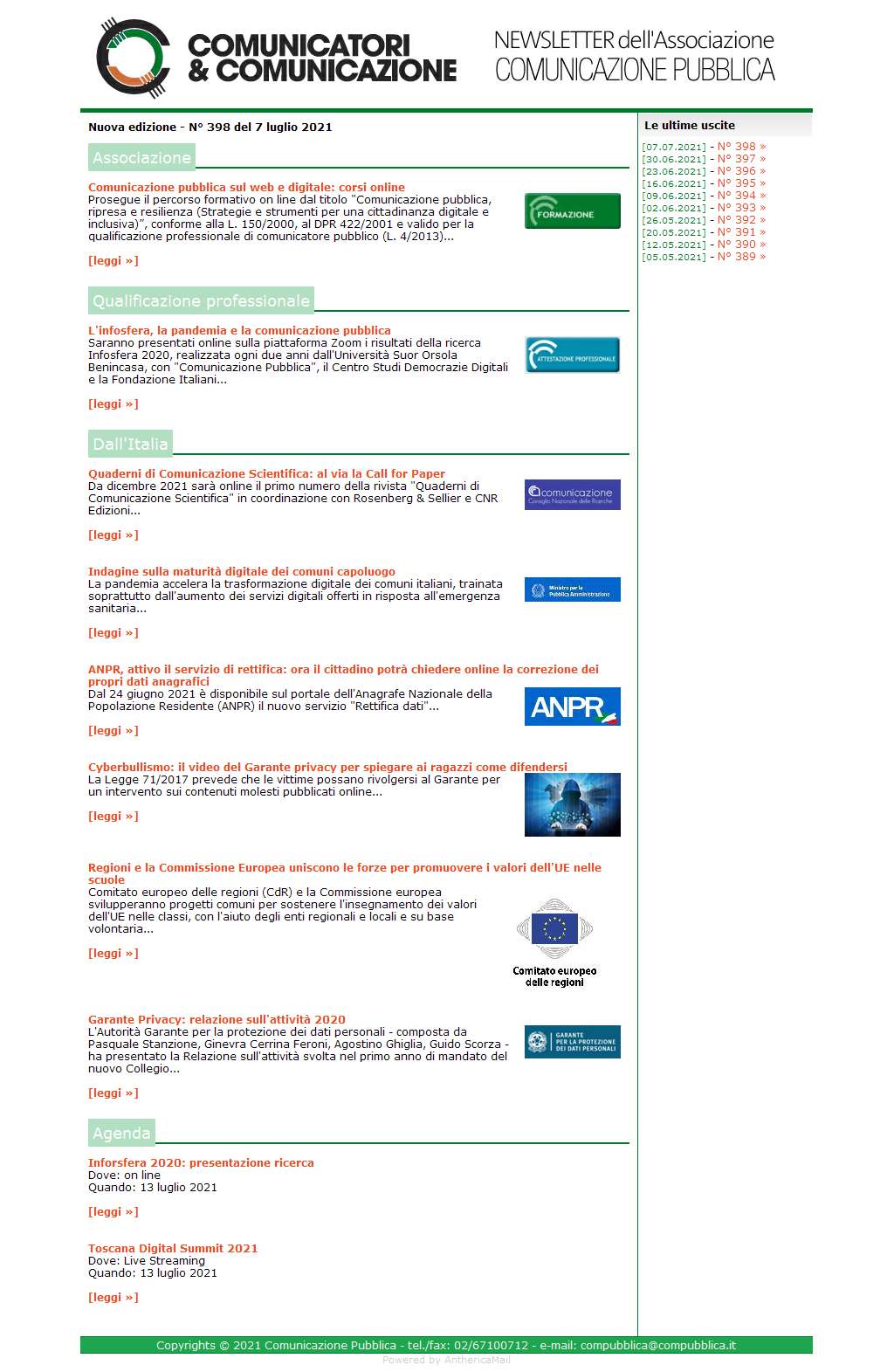 Comunicatori e Comunicazione n� 398 - 7 luglio 2021
