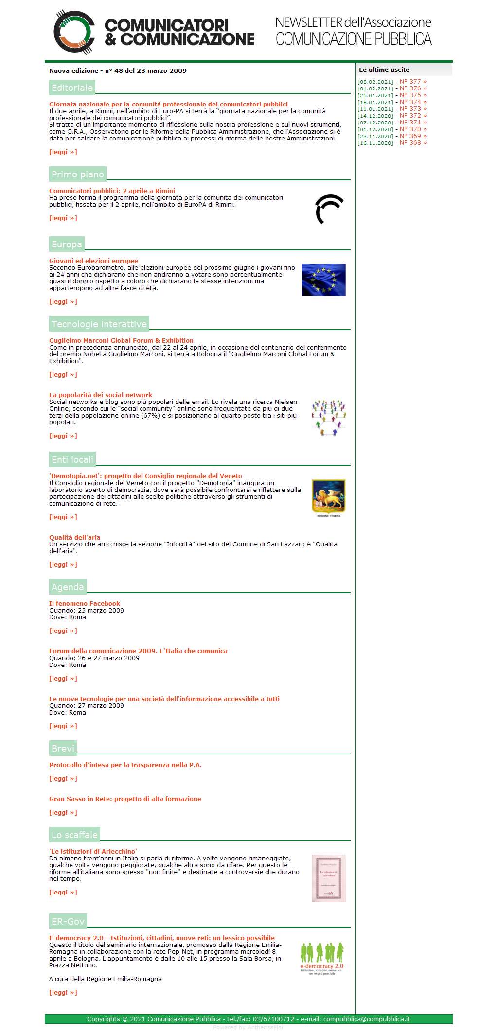 Comunicatori e Comunicazione Newsletter  n� 48-23 marzo 2009