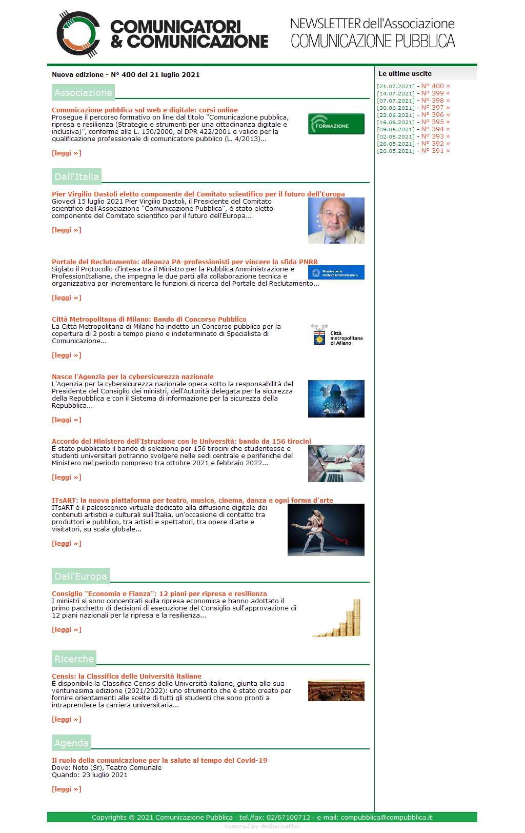 Comunicatori e Comunicazione n� 400 - 21 luglio 2021